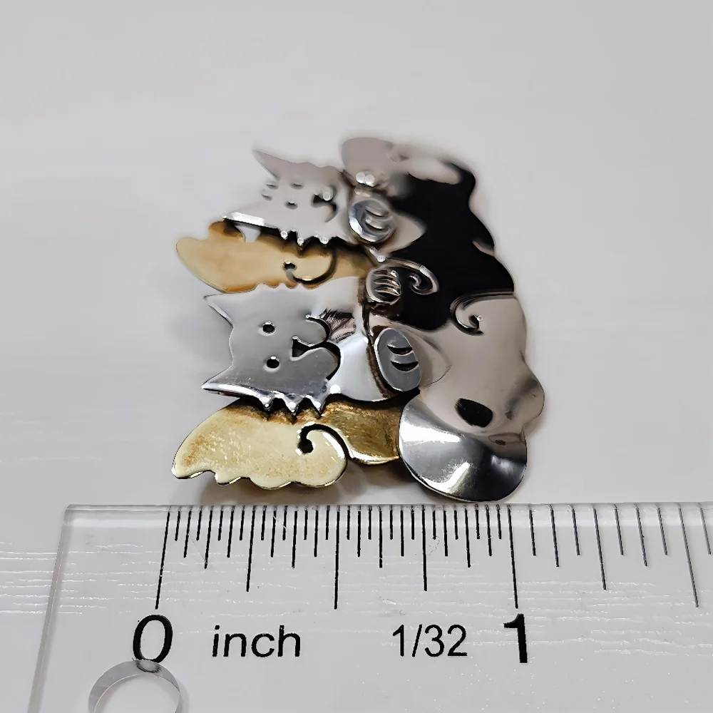 Vintage Far Fetched Sterling Silver Brass Furry Pets Guardian Angel Brooch Pin
